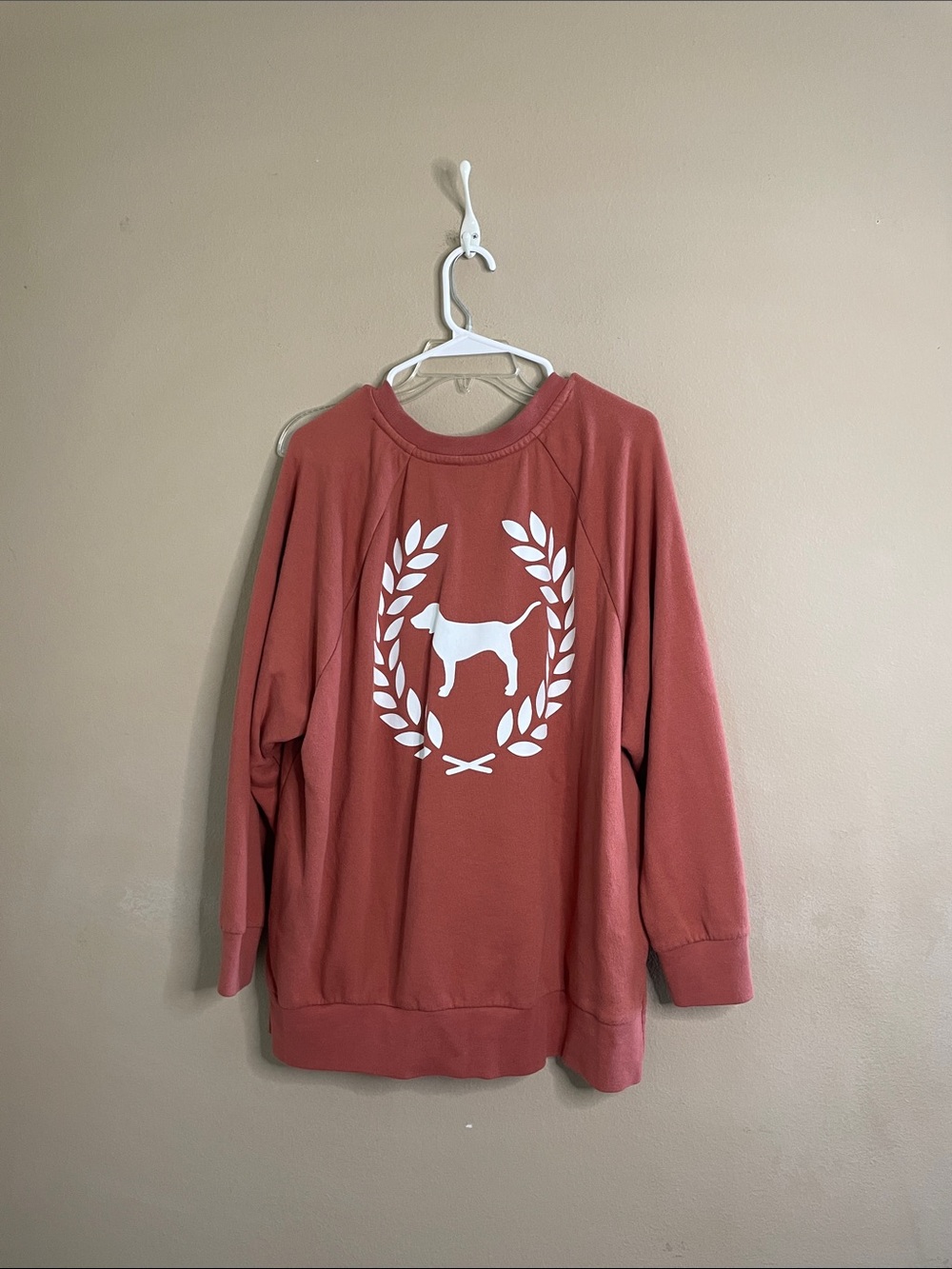 PINK Victoria's Secret Dusty Coral Crewneck Sweatshirt SZ L - Picture 3 of 3